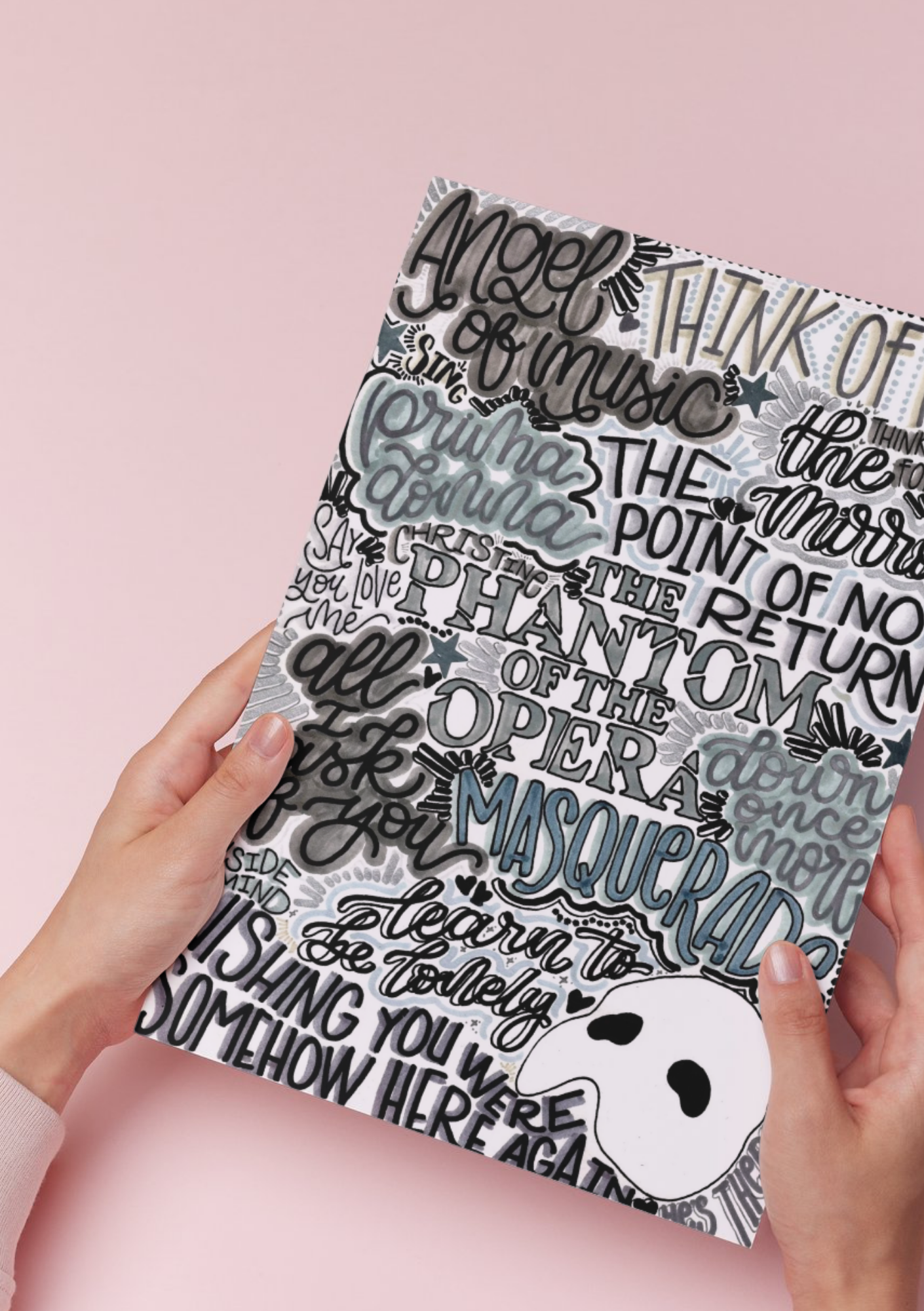 Phantom of the Opera- Musical Inspired Glossy Print - Originally Hand Drawn