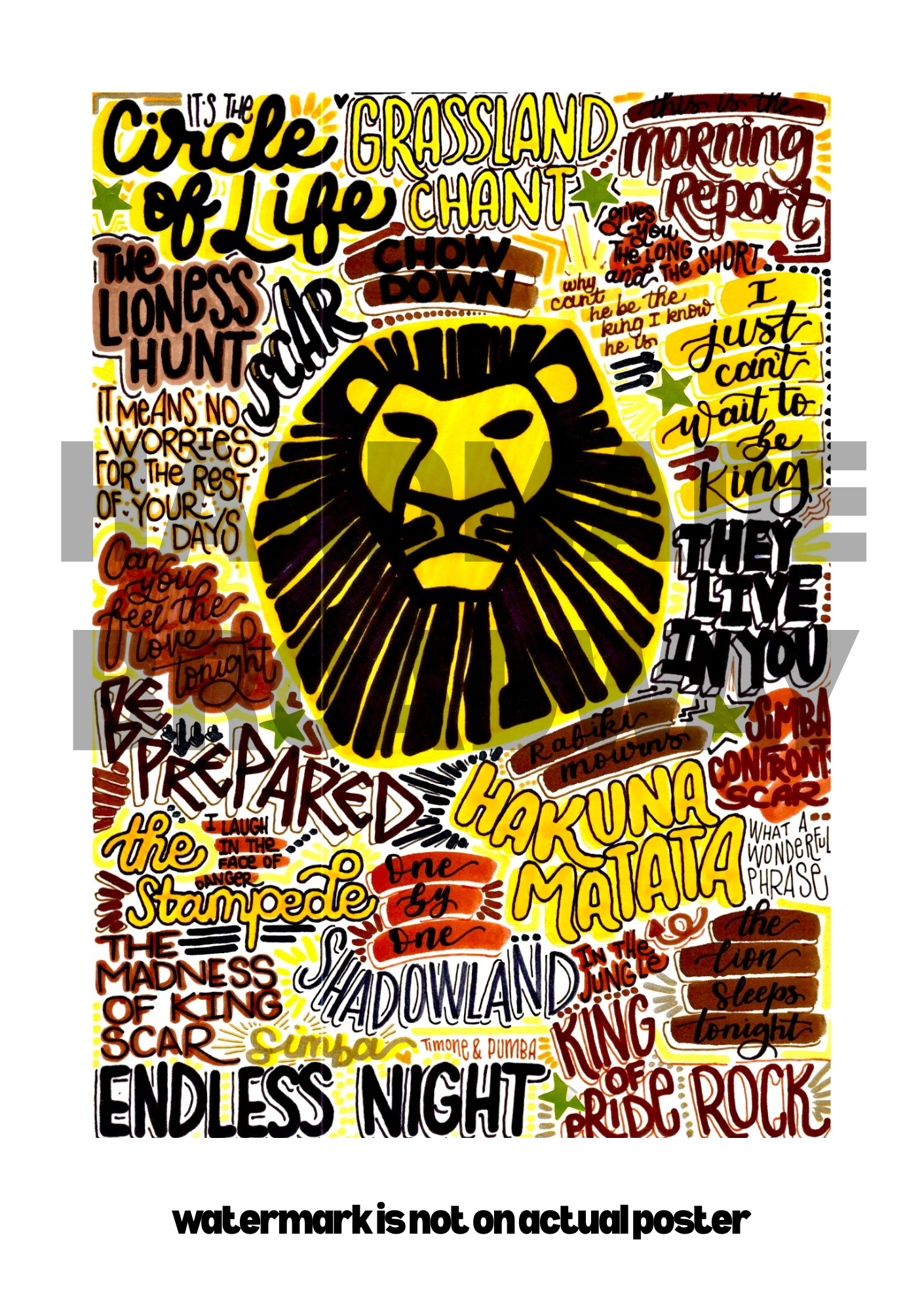 Lion King- Musical Inspired Glossy Print - Originally Hand Drawn