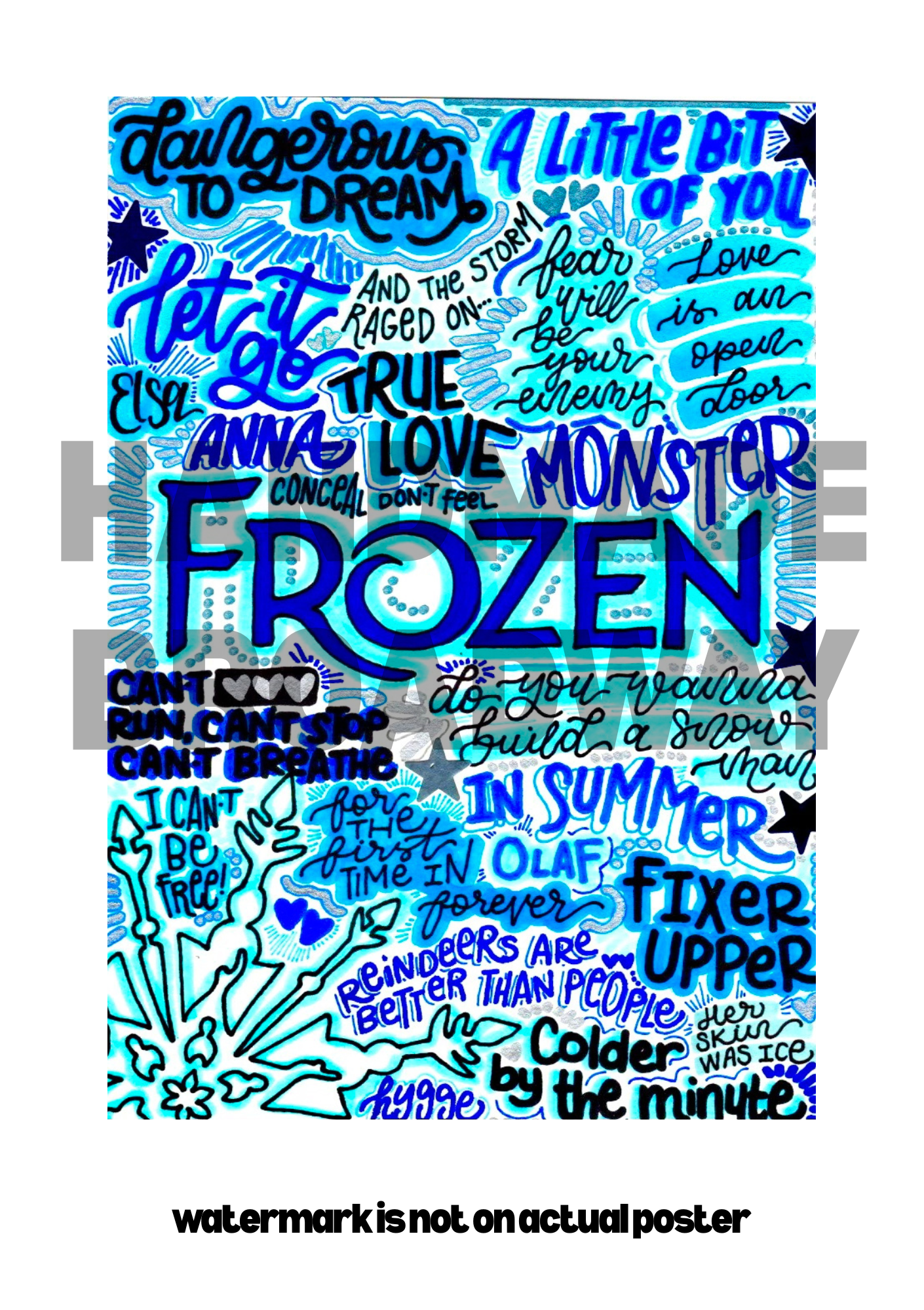Frozen - Musical Inspired Glossy Print - Originally Hand Drawn