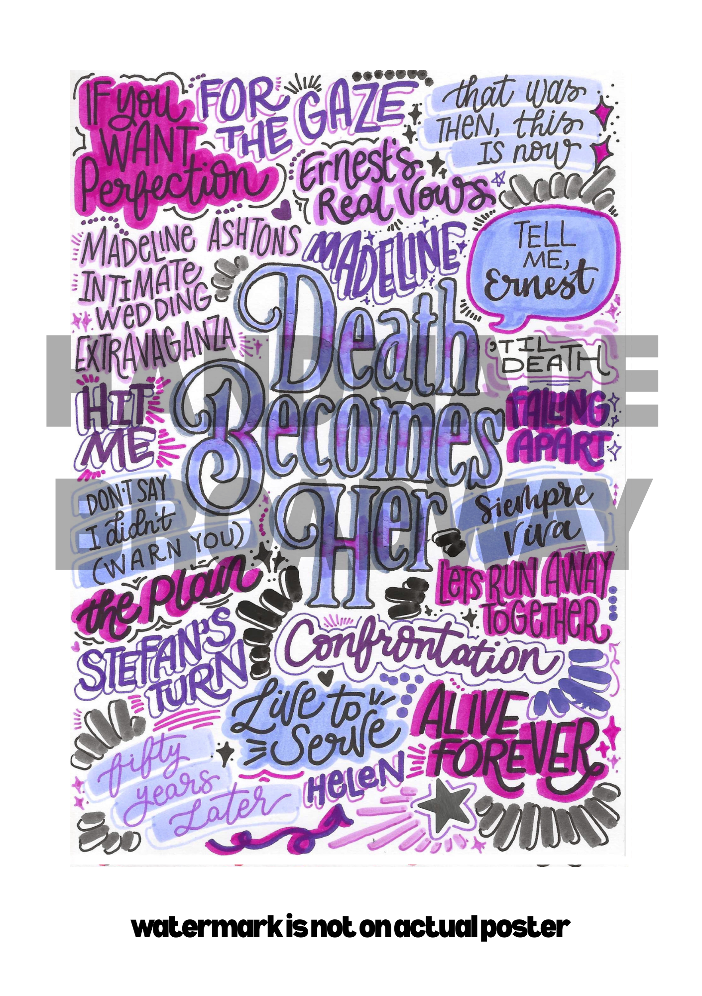 Death Becomes Her- Musical Inspired Glossy Print - Originally Hand Drawn