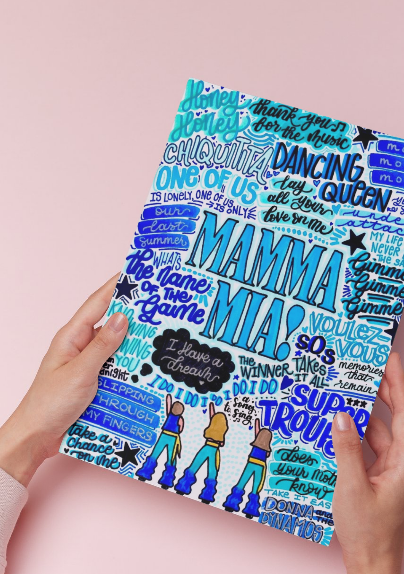 Mamma Mia- Musical Inspired Glossy Print - Originally Hand Drawn