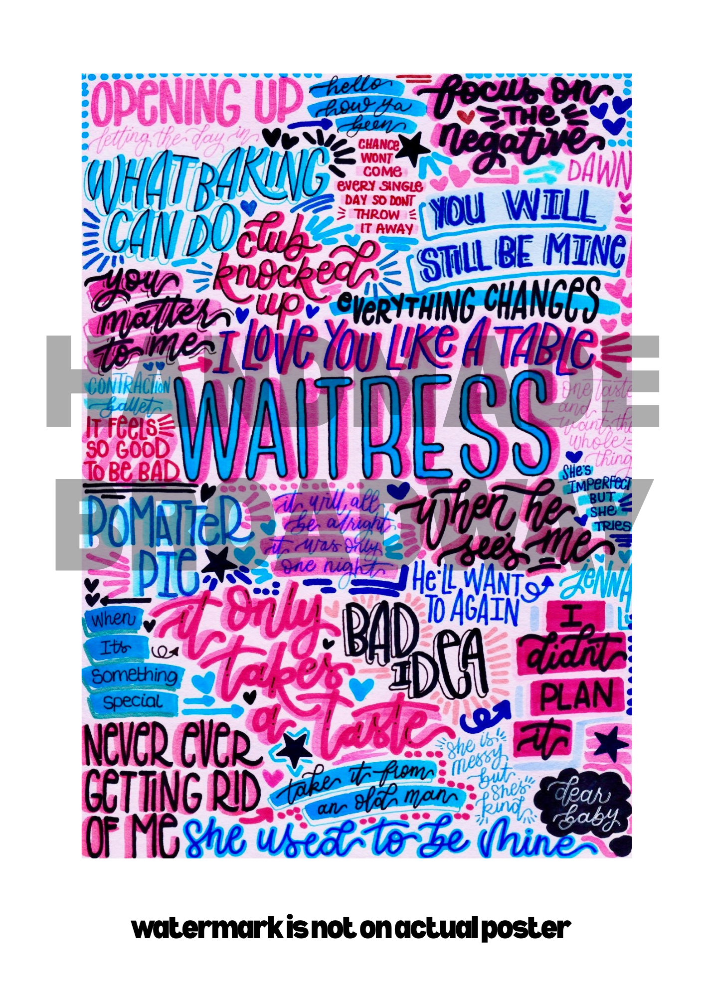 Waitress- Musical Inspired Glossy Print - Originally Hand Drawn