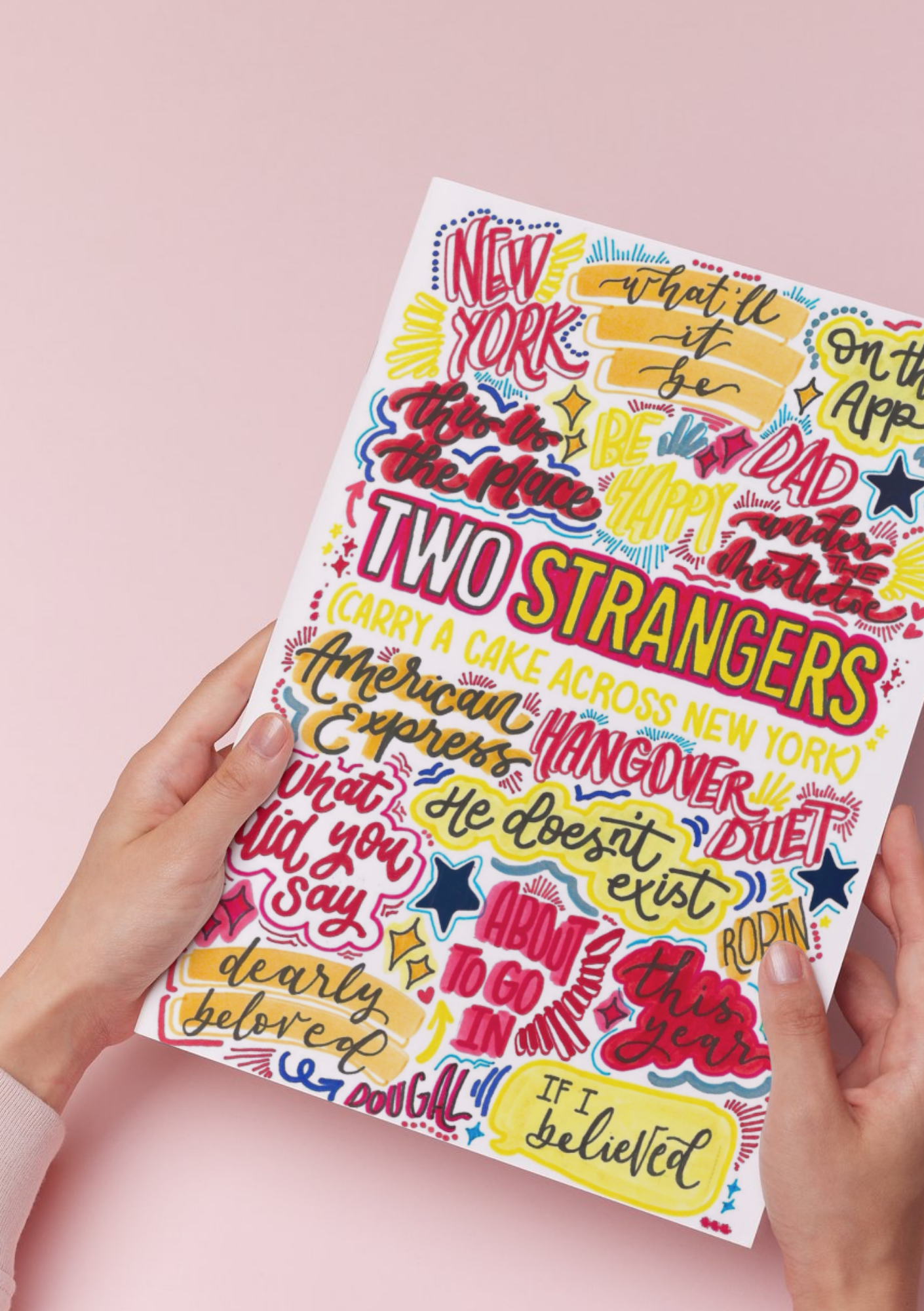 Two strangers carry a cake across New York- Musical Inspired Glossy Print - Originally Hand Drawn