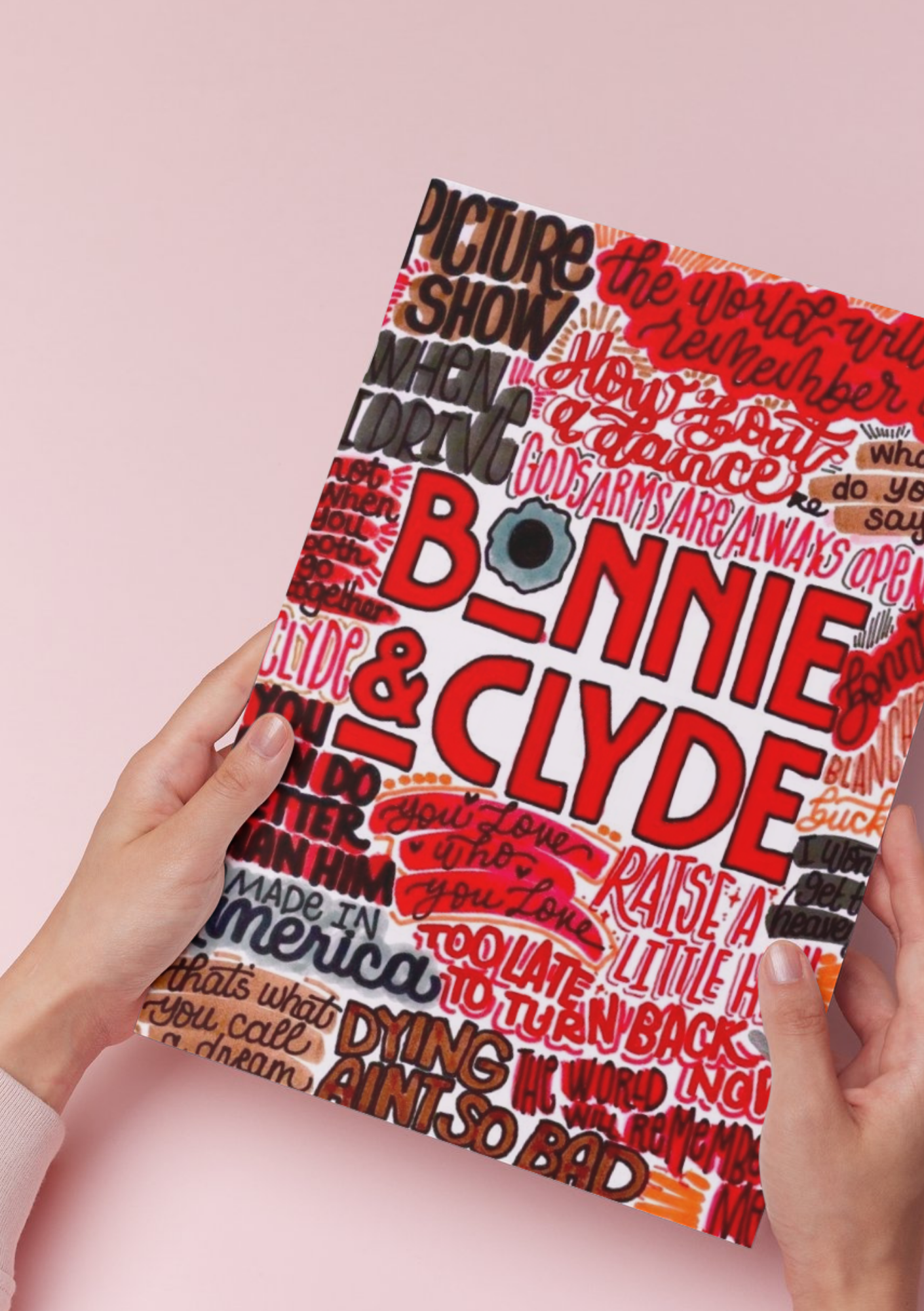 Bonnie and Clyde- Musical Inspired Glossy Print - Originally Hand Drawn