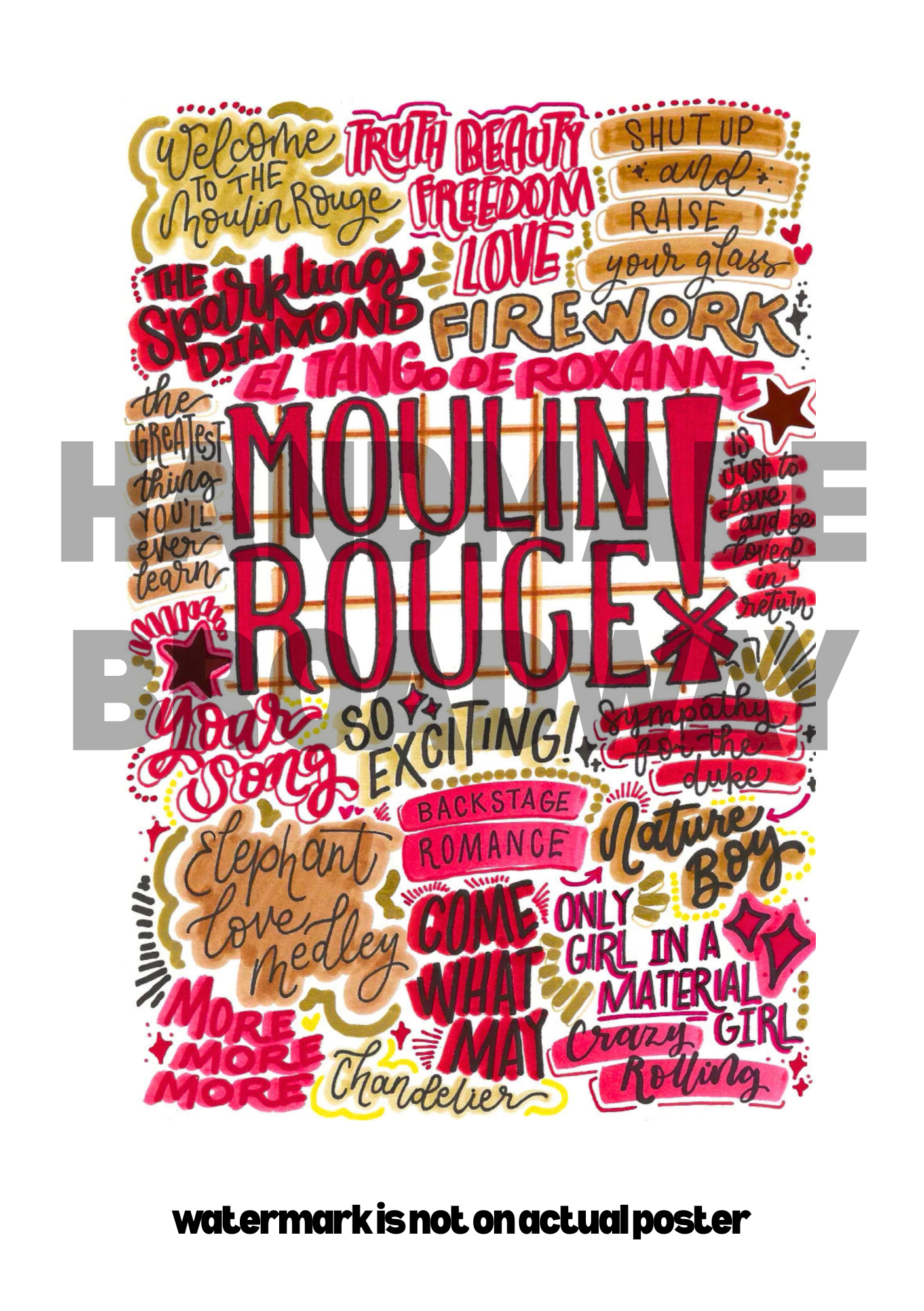 Moulin Rouge- Musical Inspired Glossy Print - Originally Hand Drawn