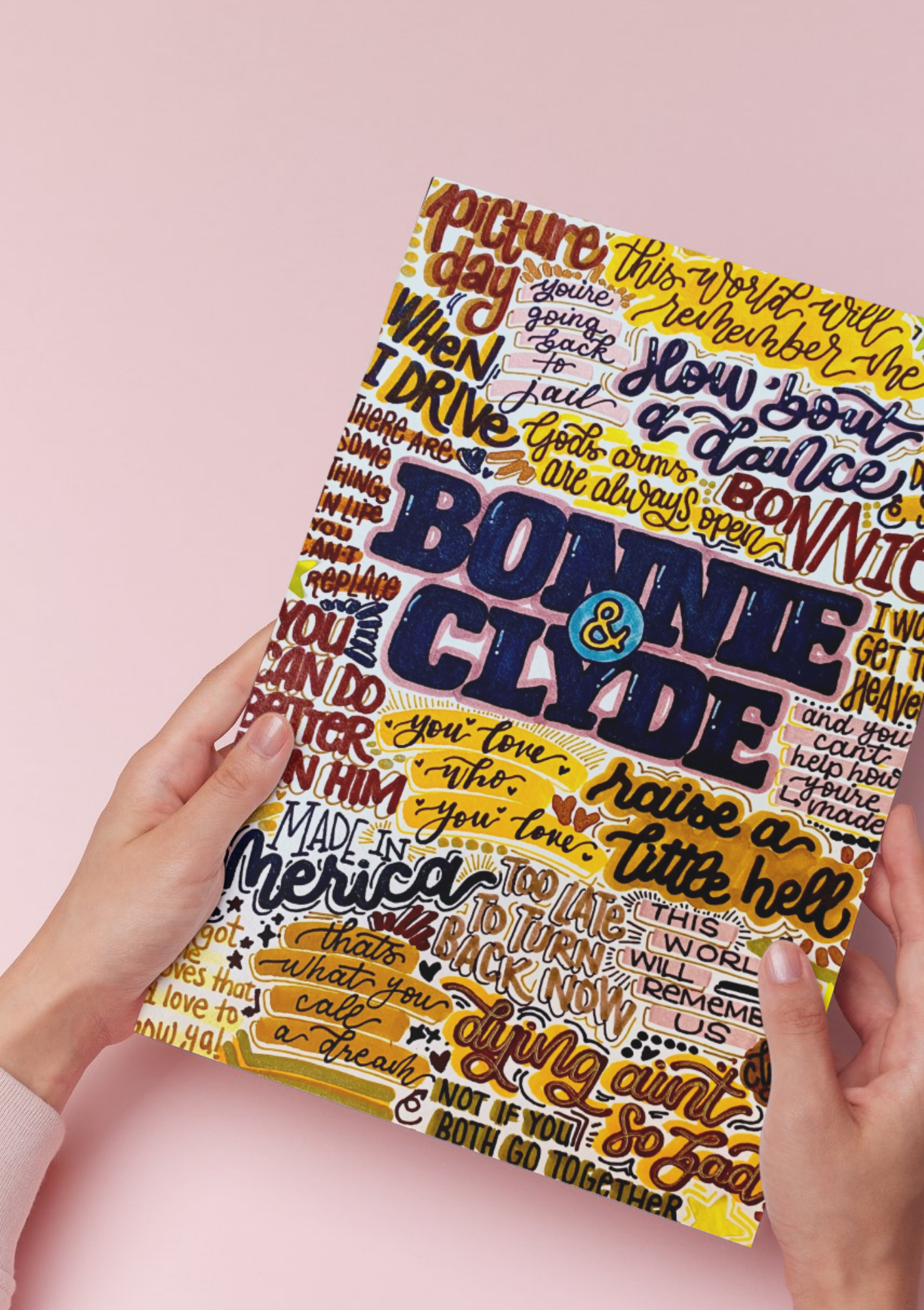 Bonnie and Clyde- Musical Inspired Glossy Print - Originally Hand Drawn